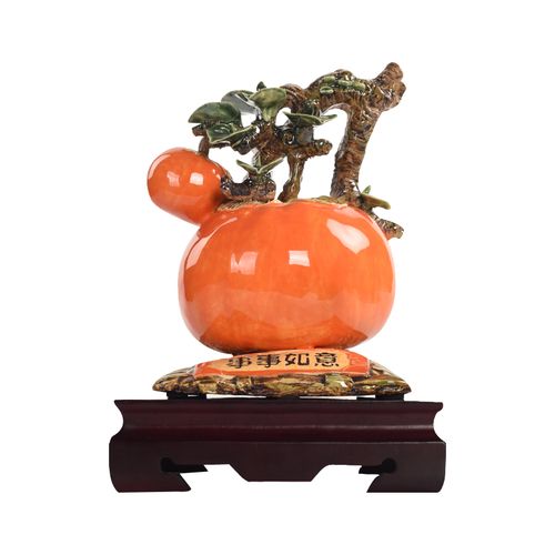 创意陶瓷仿真水果柿子柿柿如意摆件客厅玄关摆件